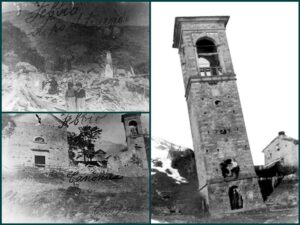 La Chiesa di San Lorenzo a Febbio dopo il terremoto del 1920