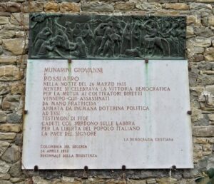 Lapide in memoria di Munarini e Rossi.